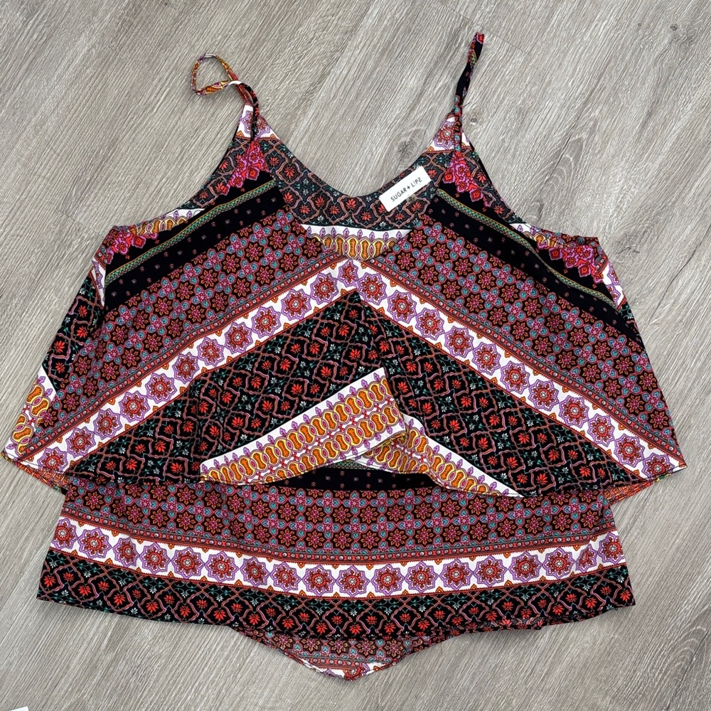 Sugarlips Red and Black Patterned Camisole size medium